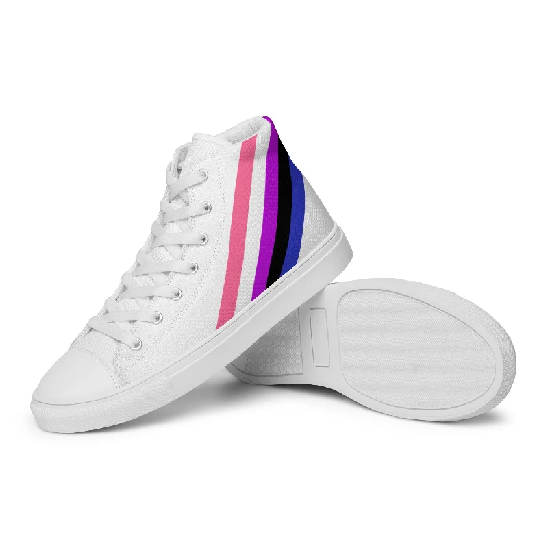 Genderfluid Diagonal Flag Colors LGBTQ+ High Top Canvas Shoes Women Sizes