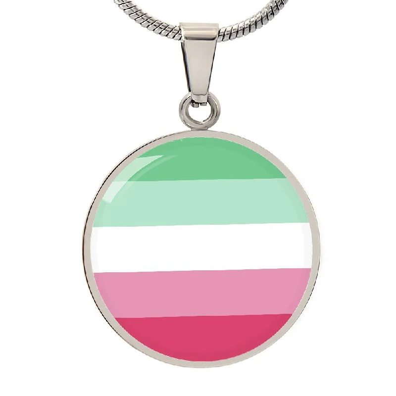 Abrosexual Pride Circle Pendant Necklace