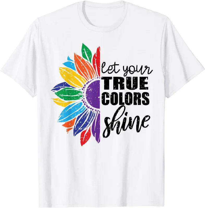 LGBT Shirt Sunflower Rainbow, Let Your True Colors Shine LGBT Awareness T Shirt