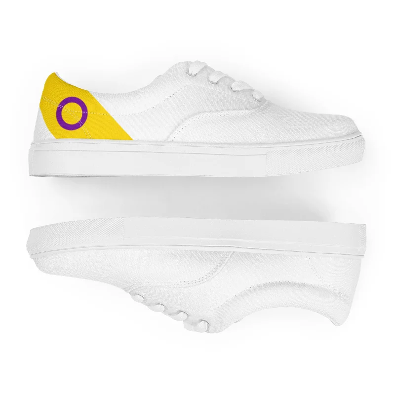 Intersex Diagonal Flag Colors LGBTQ+ Lace-up Canvas Shoes Men Sizes