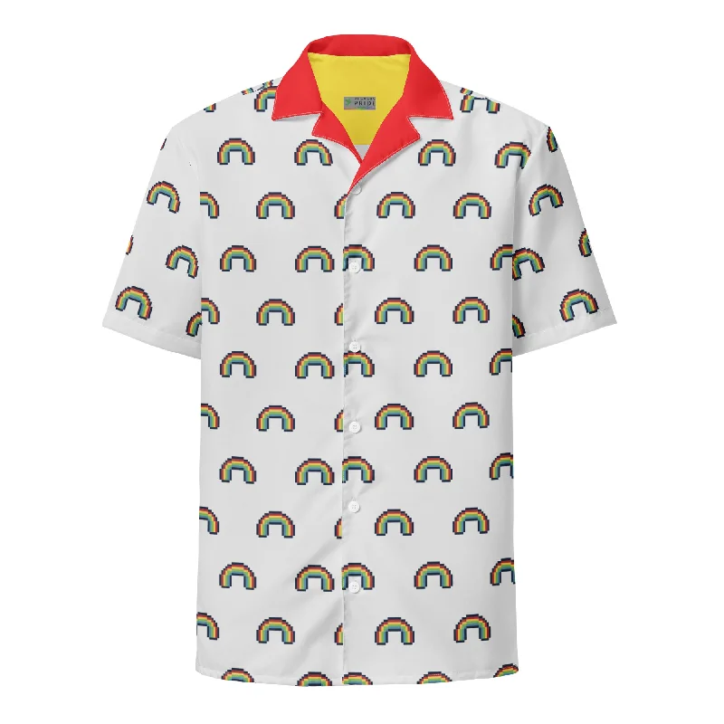 LGBTQ Pride 8-Bit Rainbow Short Sleeve Button-Down Shirt Unisex