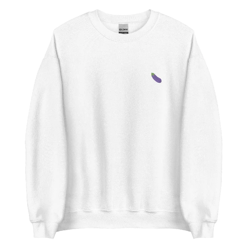 Affordable hoodies for pride merchandise shops--Eggplant Emoji Embroidered Unisex Sweatshirt Affordable hoodies for pride merchandise shops--Eggplant Emoji Embroidered Unisex Sweatshirt