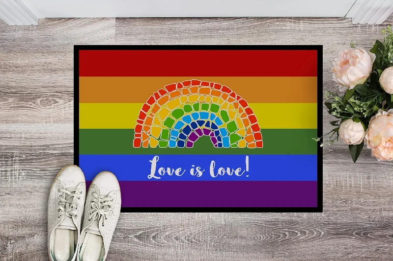 Gay Pride Love Is Love Mosaic Rainbow Door Mat, Indoor Rug Or Outdoor Welcome Pride Mat Gay Pride Love Is Love Mosaic Rainbow Door Mat, Indoor Rug Or Outdoor Welcome Pride Mat