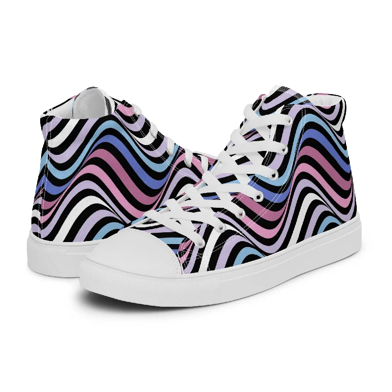 Bigender Wavey Women’s High Top Canvas Athletic Shoes