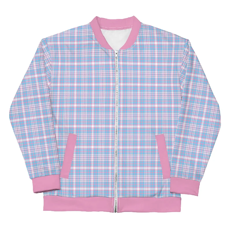 Transgender Trans Pride Bomber Jacket Coat - Plaid