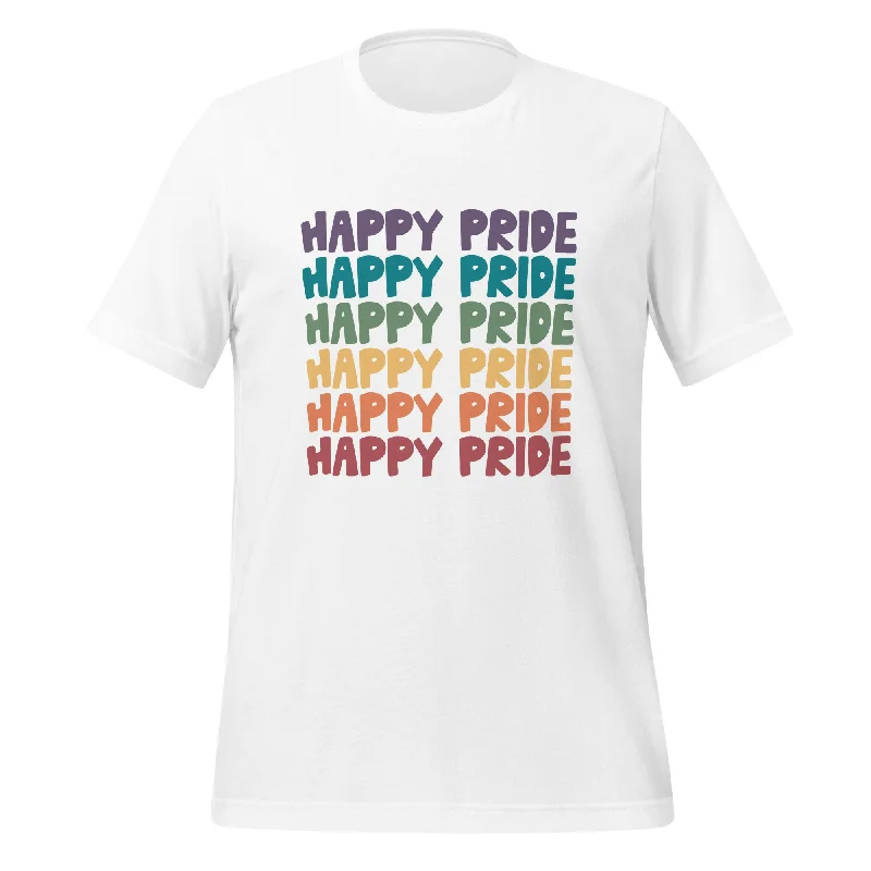 Graphic pride t-shirts with bold feminist slogans--Happy Pride Unisex T-Shirt