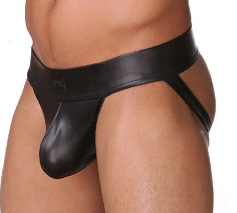 Faux Leather Gay Bulge Jockstrap
