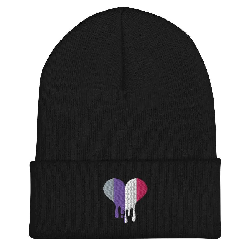Cupioromantic Dripping Heart Cuffed Beanie