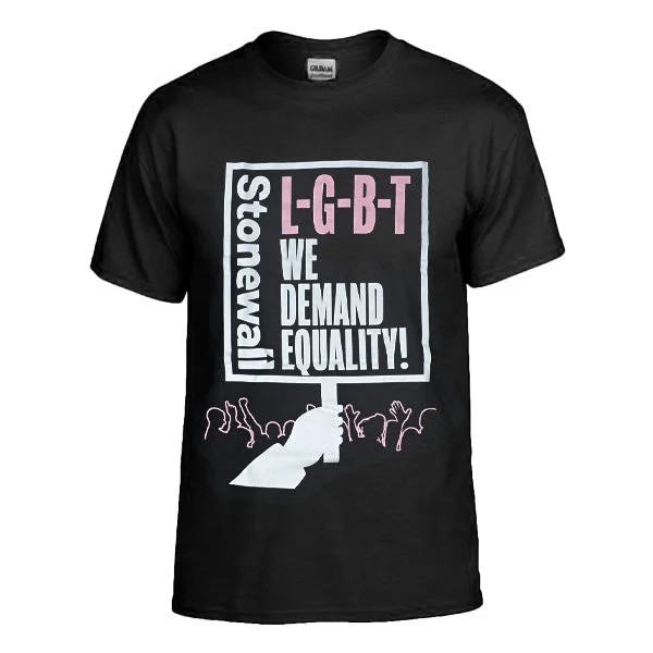 Graphic pride t-shirts with embroidered rainbow hearts--Limited Edition T-Shirt - 'L-G-B-T We Demand Equality' Graphic pride t-shirts with embroidered rainbow hearts--Limited Edition T-Shirt - 'L-G-B-T We Demand Equality'