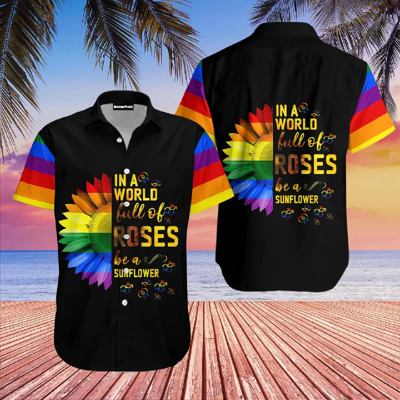 Graphic pride t-shirts with hand-drawn rainbow hearts--Be A Sunflower Lgbt Hawaiian Shirt, Rainbow Flower Hawaiian Shirt, Sunflower Pride Shirt Graphic pride t-shirts with hand-drawn rainbow hearts--Be A Sunflower Lgbt Hawaiian Shirt, Rainbow Flower Hawaiian Shirt, Sunflower Pride Shirt