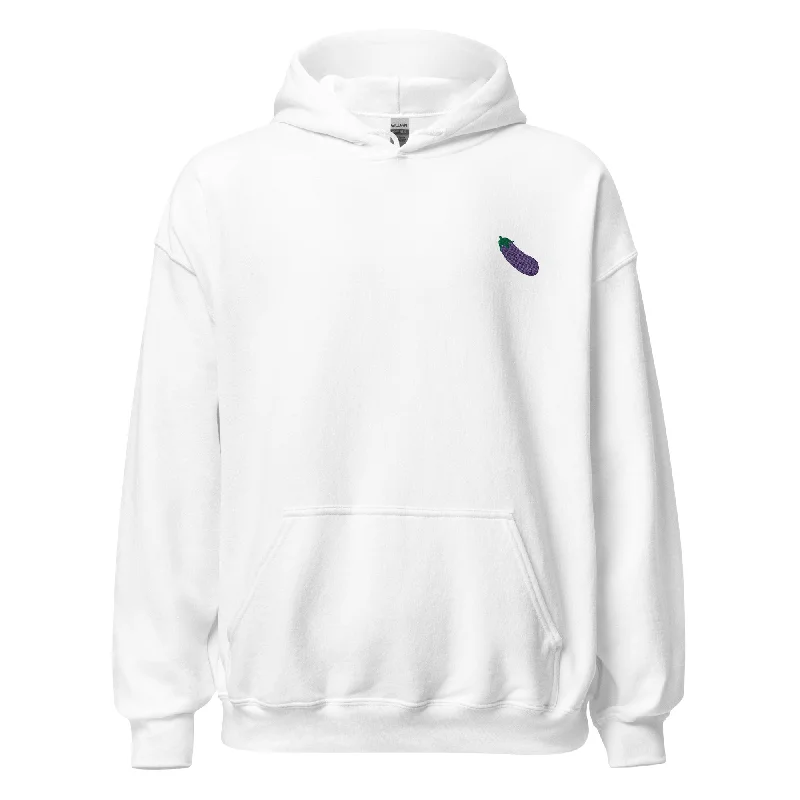 Hoodies with subtle rainbow accents for daily wear--Eggplant Emoji Embroidered Unisex Hoodie Hoodies with subtle rainbow accents for daily wear--Eggplant Emoji Embroidered Unisex Hoodie