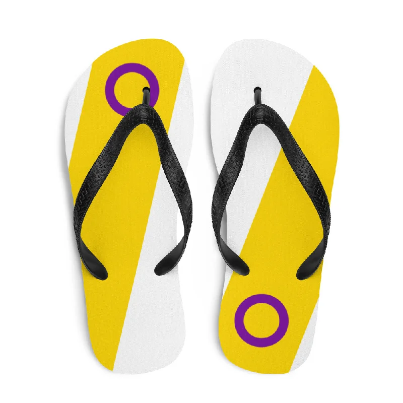 Intersex Diagonal Flag Colors LGBTQ+ Flip-Flops Unisex Sizes