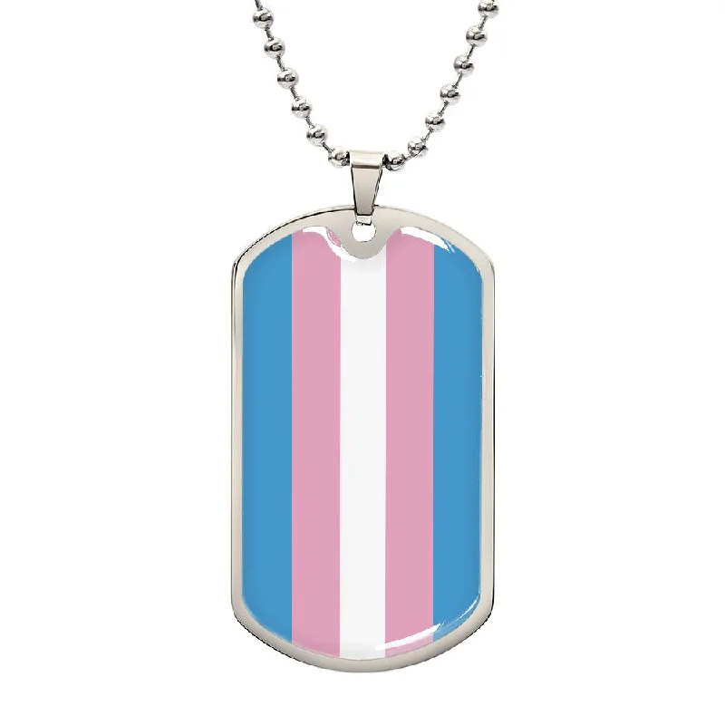 Transgender Trans Pride Military Dog Tag Necklace