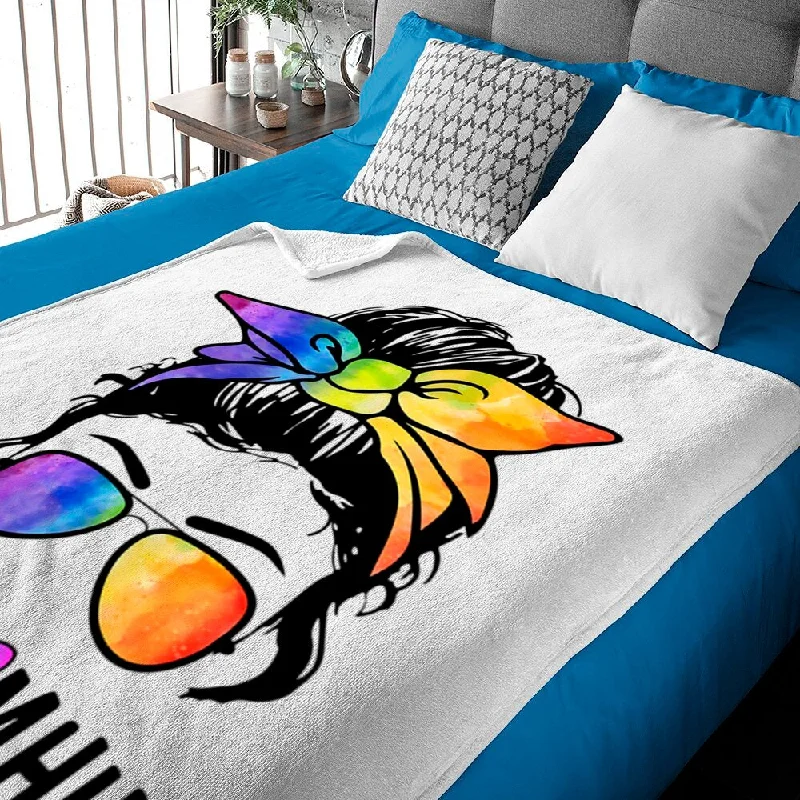 Pride Balnket, Free Mom Hugs Messy Bun Lgbt Pride Rainbow Blanket, Christmas Gift For Lgbt, Gay Birthday Gift Pride Balnket, Free Mom Hugs Messy Bun Lgbt Pride Rainbow Blanket, Christmas Gift For Lgbt, Gay Birthday Gift