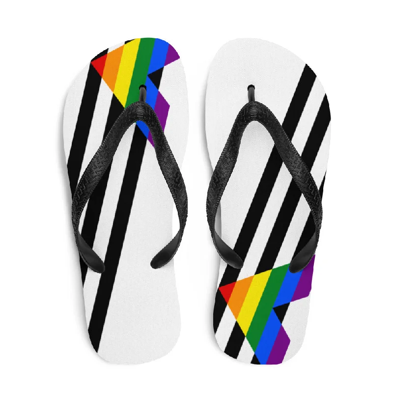 Ally Diagonal Flag Colors LGBTQ+ Unisex Flip-Flops