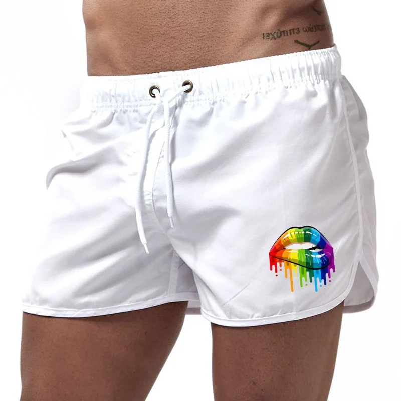 Comfortable graphic tees with tagless labels--Gay Pride Summer Swim Shorts
