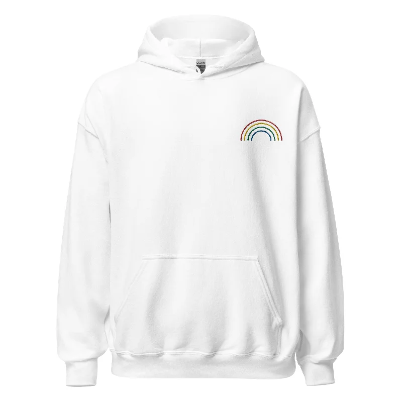 Hoodies with colorful pride-themed embroidery--Rainbow Arch Embroidered Unisex Hoodie Hoodies with colorful pride-themed embroidery--Rainbow Arch Embroidered Unisex Hoodie