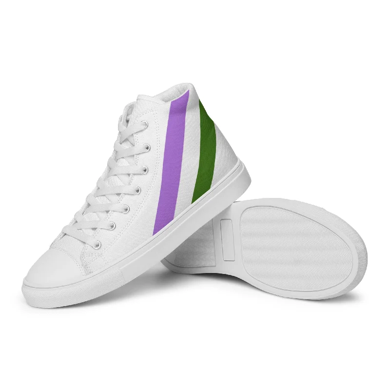 Genderqueer Diagonal Flag Colors LGBTQ+ High Top Canvas Shoes Women Sizes