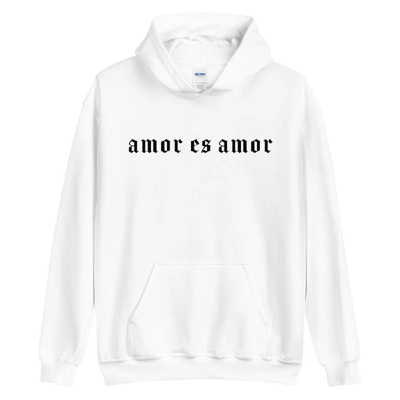 Cozy sweatshirts with pride flag colors--Amor es Amor Hoodie