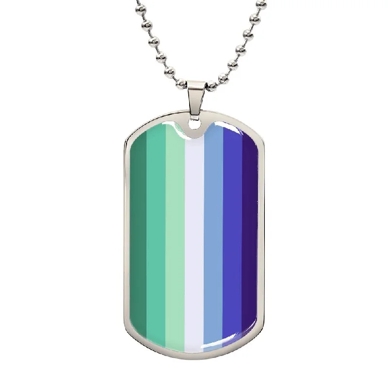 Gay Mens MLM Pride Military Dog Tag Necklace