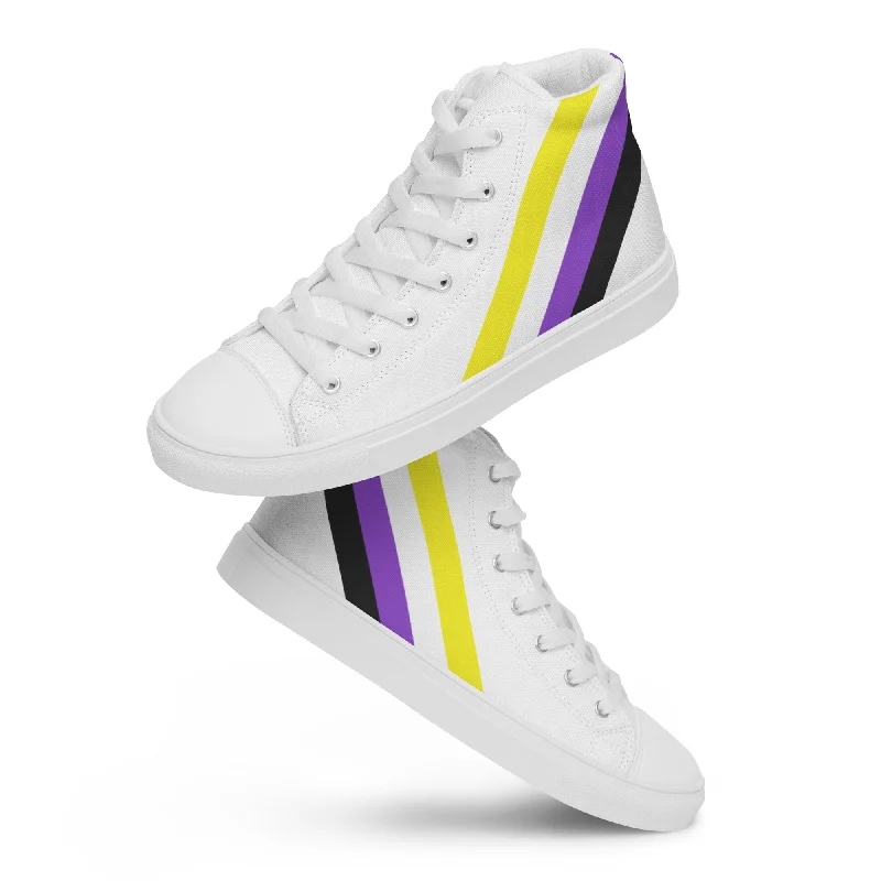 Non-binary Diagonal Flag Colors LGBTQ+ High Top Canvas Shoes Men Sizes