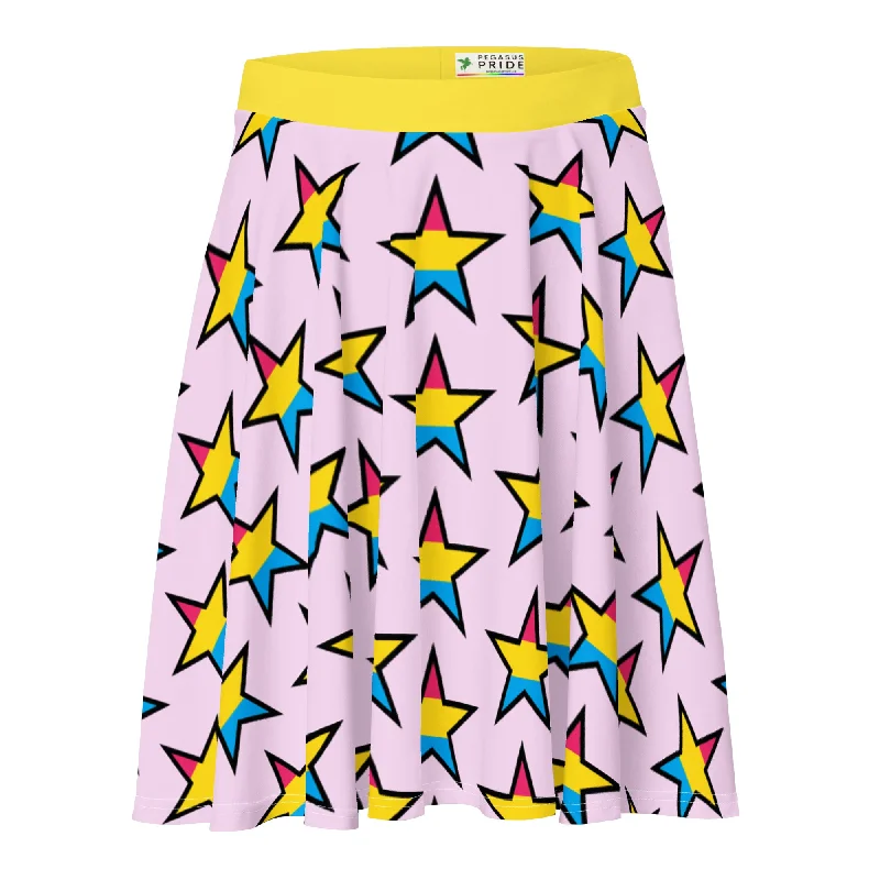 Pansexual Pan Pride Skater Skirt - Star in Pink