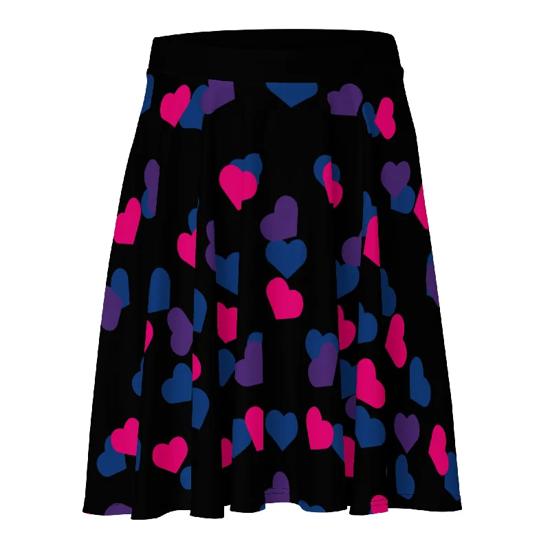 Bisexual Bi Pride Skater Skirt with Hearts