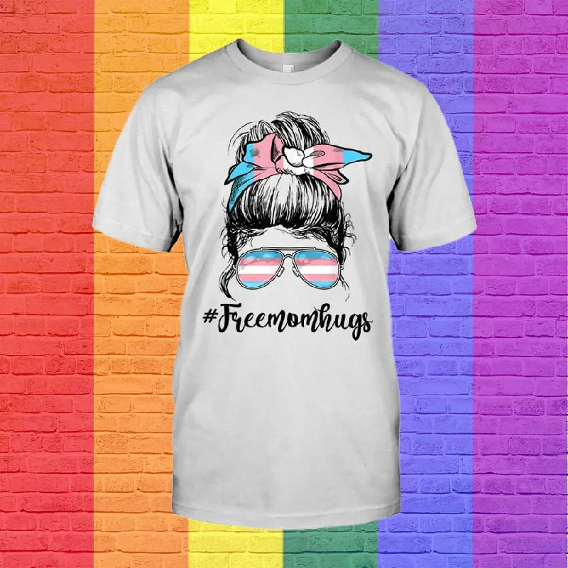 Trans Free Hug Moms Messy Bun Transgender Rainbow Lgbt Pride T Shirt, Transgender Clothing Trans Free Hug Moms Messy Bun Transgender Rainbow Lgbt Pride T Shirt, Transgender Clothing