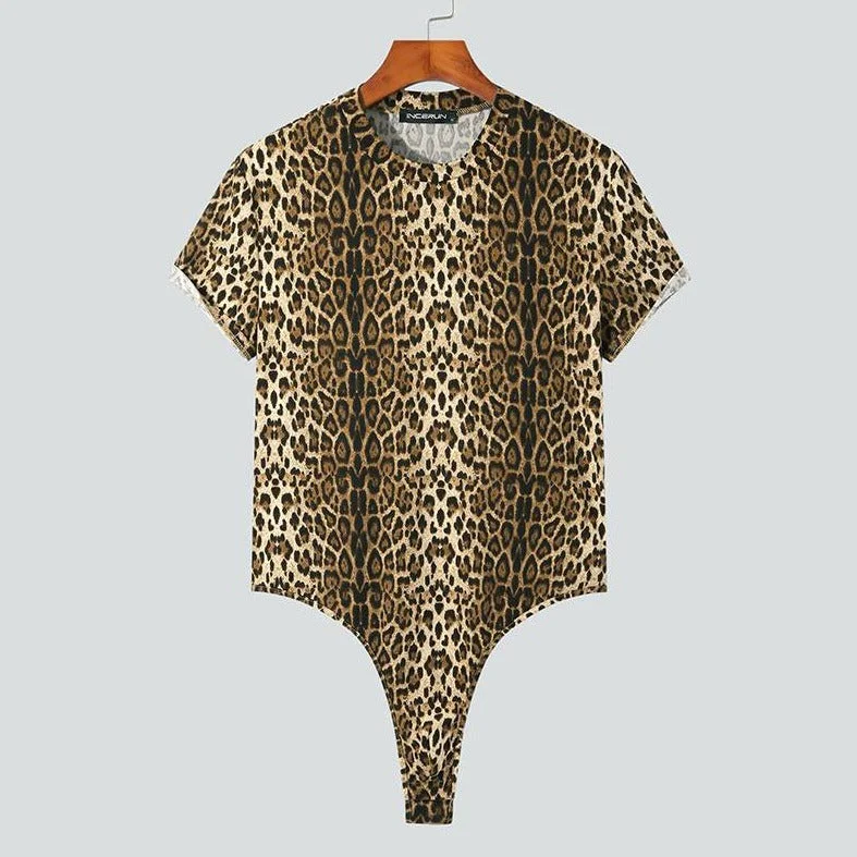 Men's Leopard Print Bodysuit