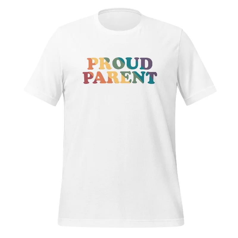 Graphic pride t-shirts with glitter rainbow accents--Proud Parent Unisex T-Shirt