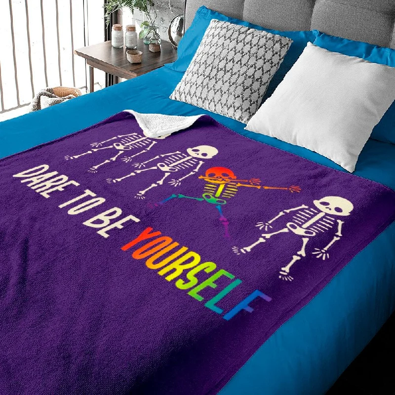 Lgbt Blankets, Dare To Be Yourself Pride Blanket, Cute Lgbtq+ Pride Blanket Gift