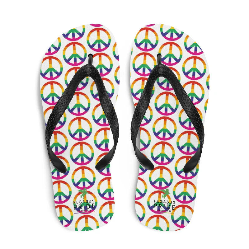 LGBTQ Pride Flip-Flops Sandals - Peace Sign Symbol