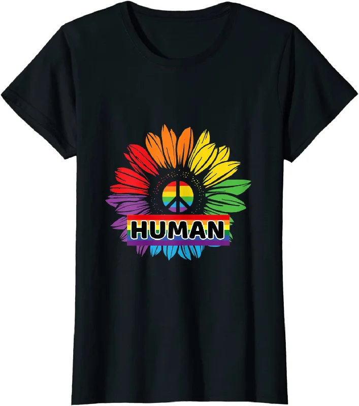 Sunflower LGBT Shirt, Pride Gay Rainbow Human LGBT Month Sunflower T Shirt