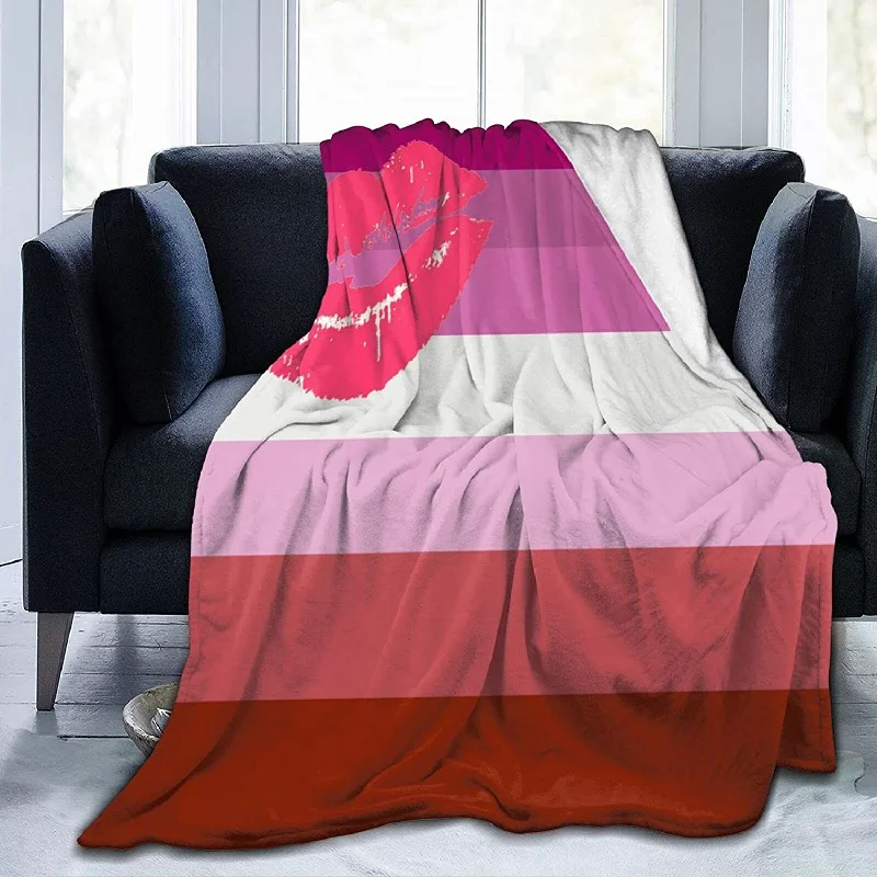 Lipstick Lesbian Pride Flannel Fleece Throw Blankets, Soft Blanket For Lesbian Couple Lipstick Lesbian Pride Flannel Fleece Throw Blankets, Soft Blanket For Lesbian Couple