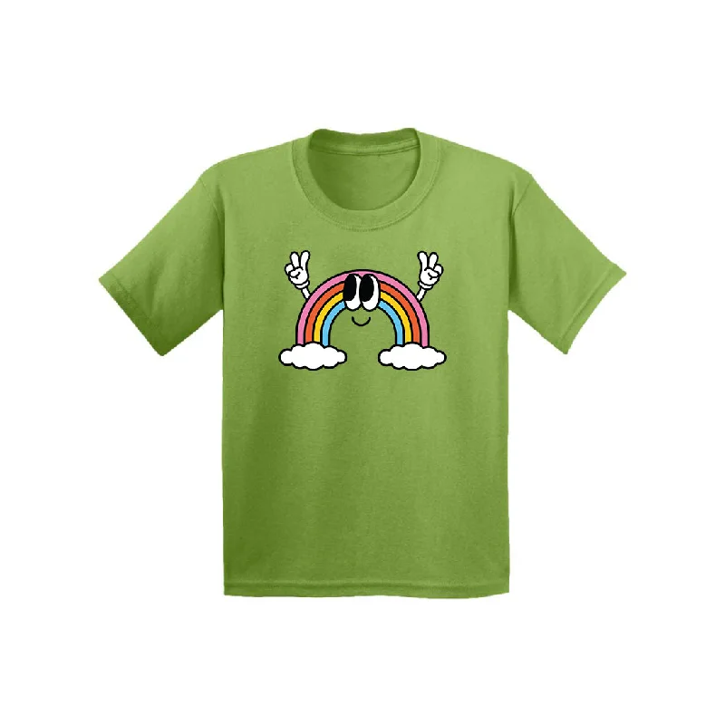 Affordable graphic tees for LGBTQ+ community events--Happy Rainbow - Kids Tee Shirt
