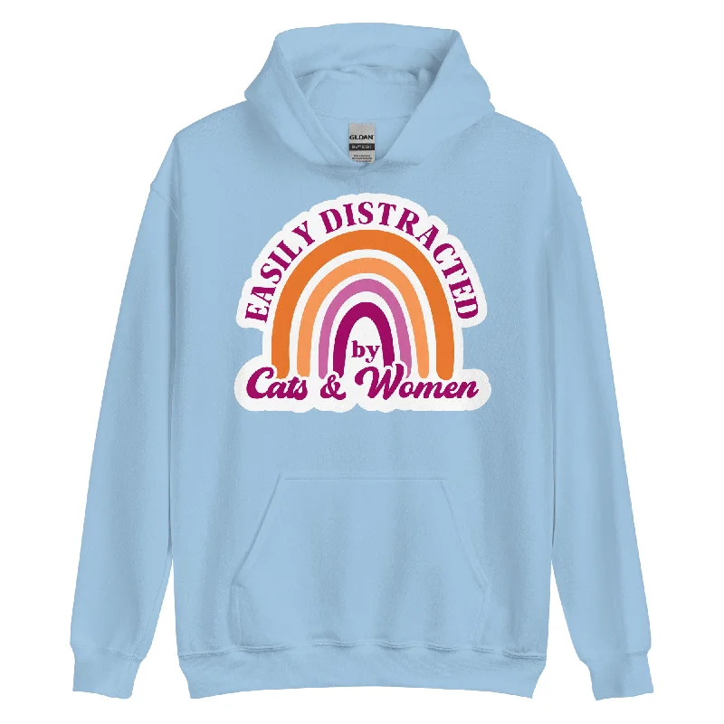 Hoodies with LGBTQ+ affirmations and slogans--EASILY DISTRACTED by CATS & WOMEN Unisex Sweat Shirt Hoodies with LGBTQ+ affirmations and slogans--EASILY DISTRACTED by CATS & WOMEN Unisex Sweat Shirt