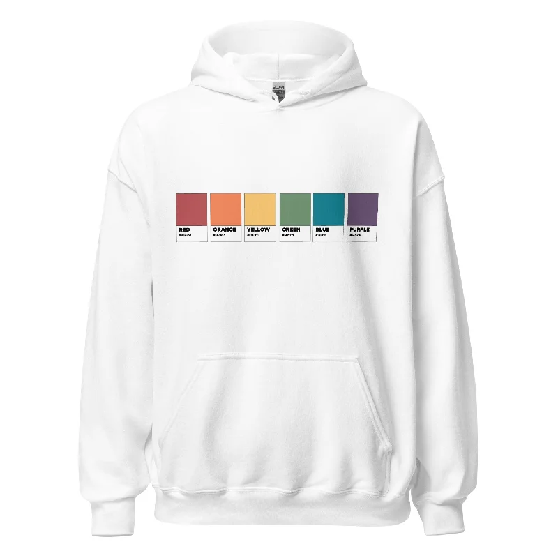 Hoodies with rainbow peace and love designs--Gay Colors Swatch Unisex Hoodie