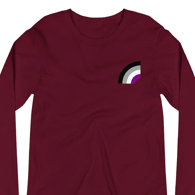 Affordable graphic tees with inclusive pronoun designs--Asexual Pride Arched Flag Unisex Fit Long Sleeve T-Shirt Affordable graphic tees with inclusive pronoun designs--Asexual Pride Arched Flag Unisex Fit Long Sleeve T-Shirt