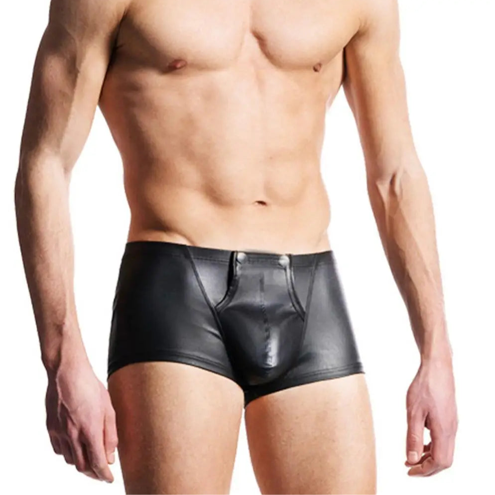 Men’s “Snap & Slide” PU Leather Boxers