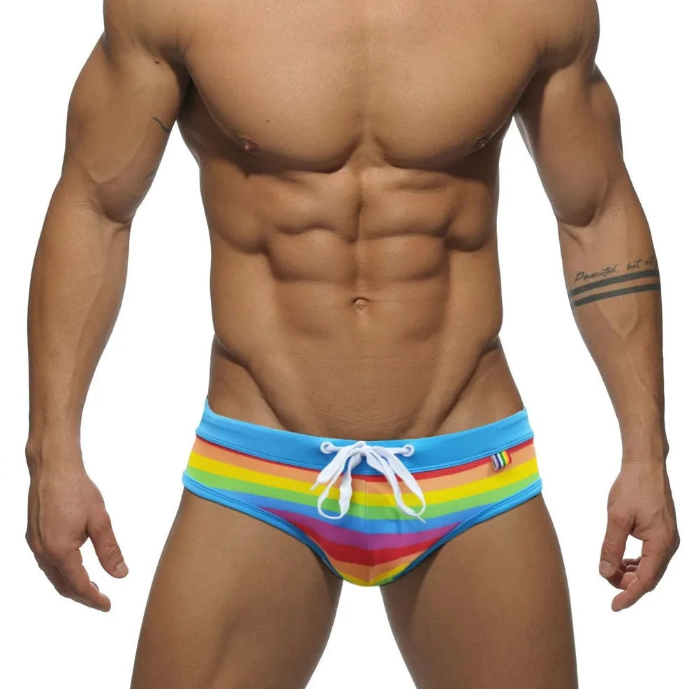 Drawstring Rainbow Swim Briefs