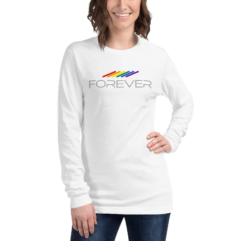 Graphic pride t-shirts with bold queer empowerment quotes--Forever Proud LGBTQ+ Gay Pride Tilted Lines Graphic Women's Long Sleeve T-Shirt Graphic pride t-shirts with bold queer empowerment quotes--Forever Proud LGBTQ+ Gay Pride Tilted Lines Graphic Women's Long Sleeve T-Shirt