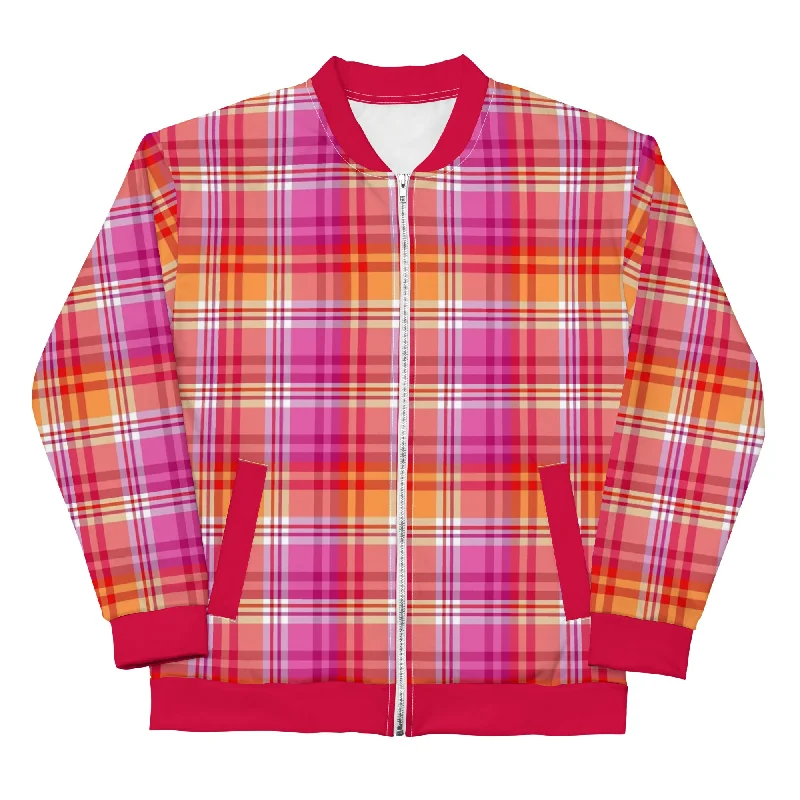 Lesbian Pride Bomber Jacket Coat - Plaid