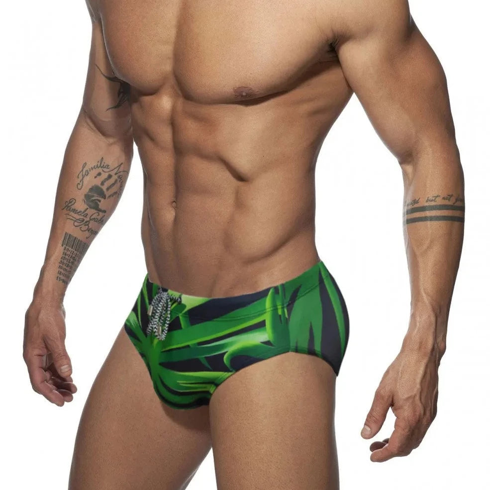 Men's Green Leaf Swim Briefs