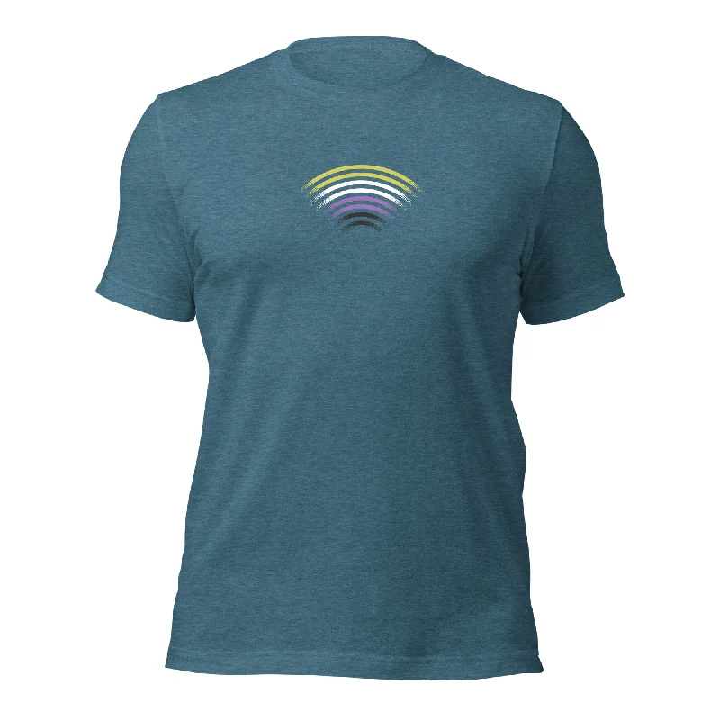 Graphic pride t-shirts with retro pride parade themes--Colorful Non-Binary Tee
