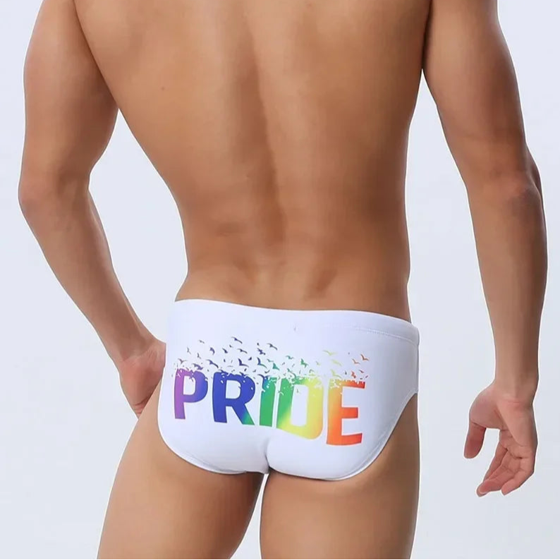 Men’s Pride Rainbow Print Sexy Swim Briefs