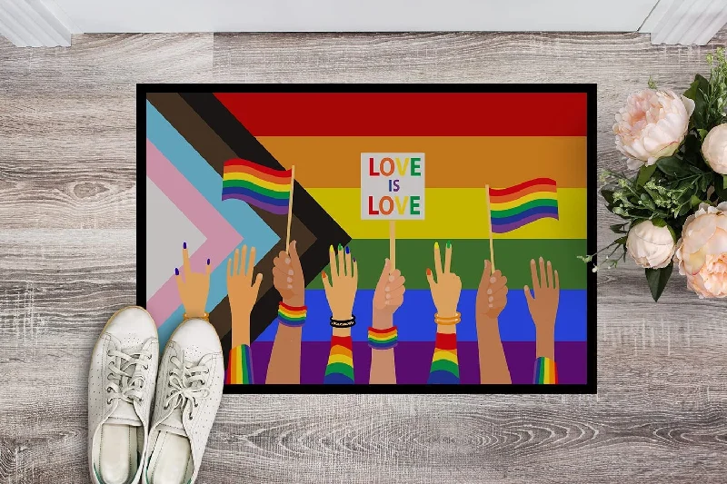 Gay Pride Parade Progress Pride Door Mat, Indoor Rug Or Outdoor Welcome Lgbt Mat