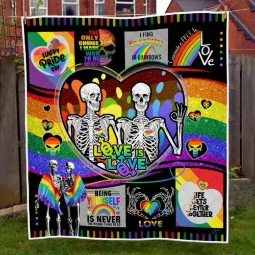 Lgbt Pride Blanket For Couple Lesbian Gay Skull Love Is Love Lgbtq Quilt Blankets Pride Gifts Lgbt Pride Blanket For Couple Lesbian Gay Skull Love Is Love Lgbtq Quilt Blankets Pride Gifts