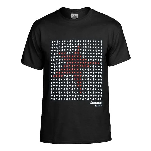 Graphic pride t-shirts with bold love is love prints--Scotland Stonewall T-shirt - stars! Graphic pride t-shirts with bold love is love prints--Scotland Stonewall T-shirt - stars!