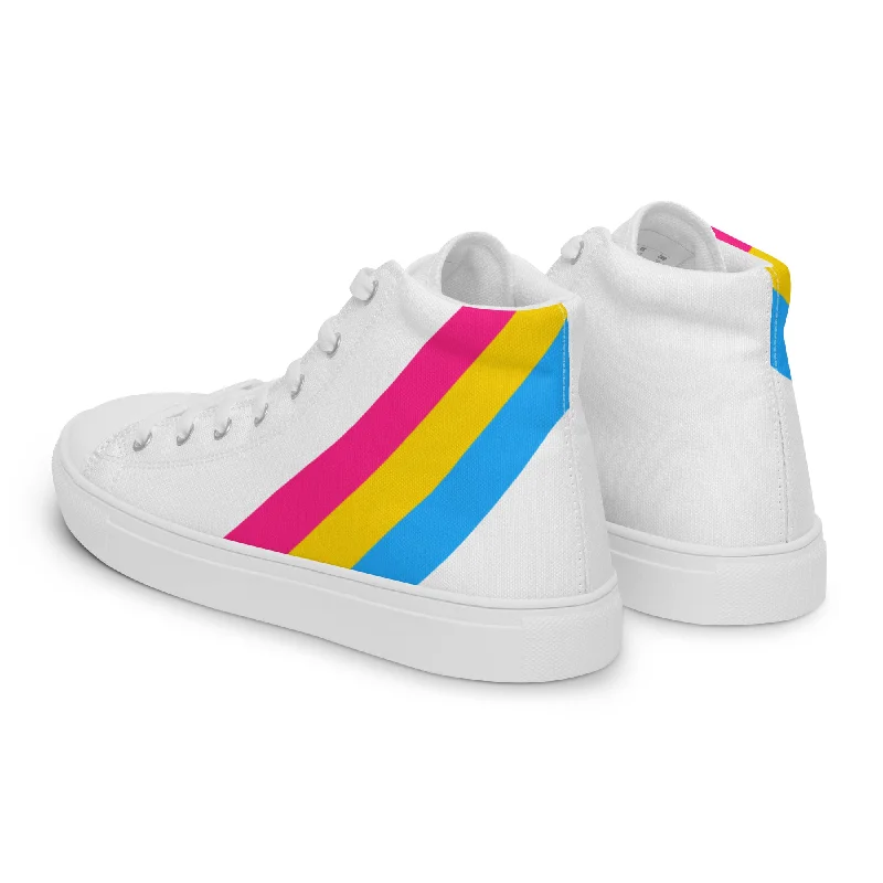 Pansexual Diagonal Flag Colors LGBTQ+ High Top Canvas Men's Shoes