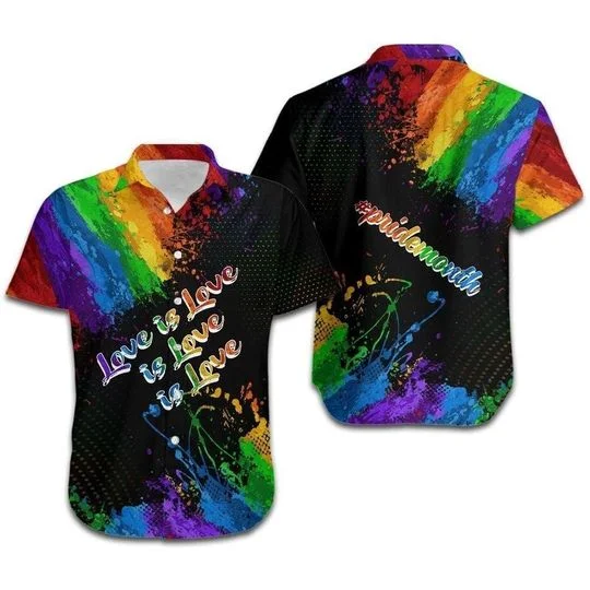 Graphic pride t-shirts with bold love wins slogans--LGBT Aloha Hawaiian Shirt For Men and Women, Love Is Love Graphic pride t-shirts with bold love wins slogans--LGBT Aloha Hawaiian Shirt For Men and Women, Love Is Love